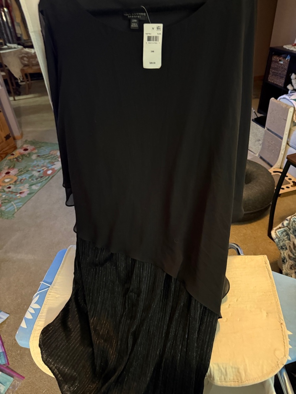 connected apparel Black Layered Evening Wedding Dress with Shimmer Skirt